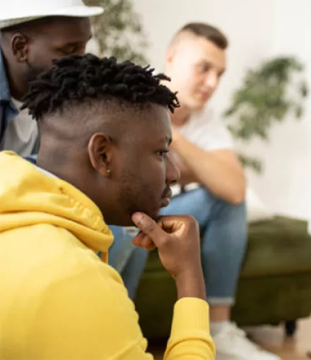 A group of Black men at a support group